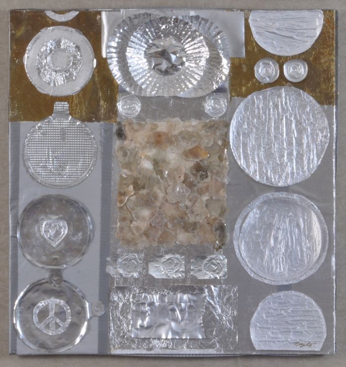 Wind Chimes, collage from recycled watercolors and colored pencils